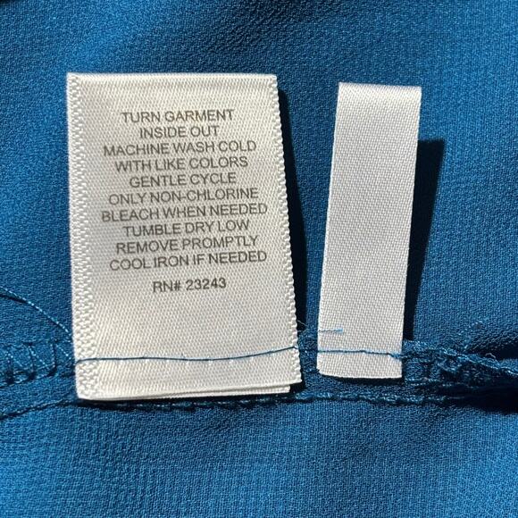 New York & Company Soho Teal Polka Dot Sheer V-Neck Blouse Size M - Picture 9 of 11